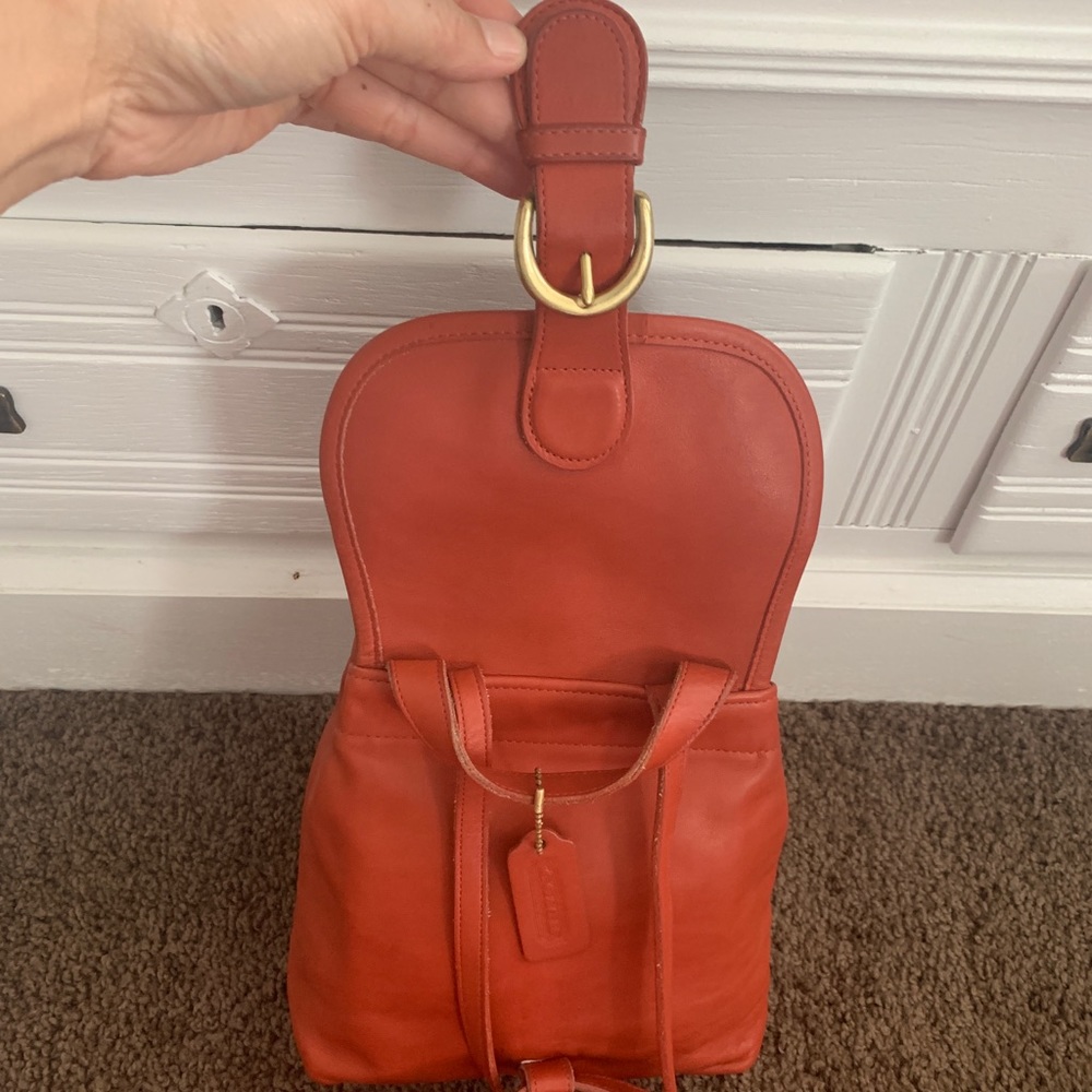 Vtg Coach 4152 red Leather Backpack - Picture 7 of 10